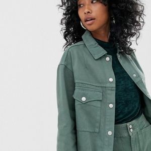 Cropped Drawstring Denim Jacket